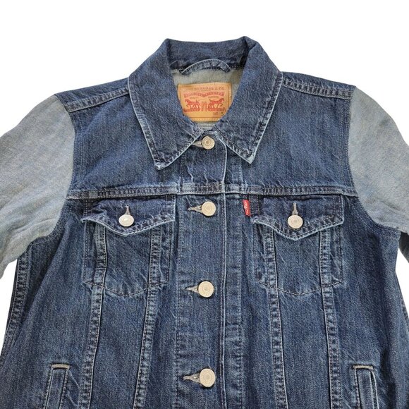 Levis Blue Jean Jacket Small Cotton Linen Blend Country Western Chore Classic - Picture 3 of 11